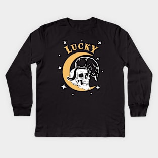 Lucky Black Cat Halloween Shirt Kids Long Sleeve T-Shirt